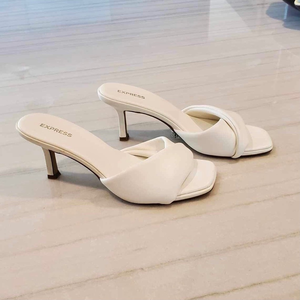 Wrap Band Square Toe Mid Heeled Mule Sandals - Picture 4 of 8
